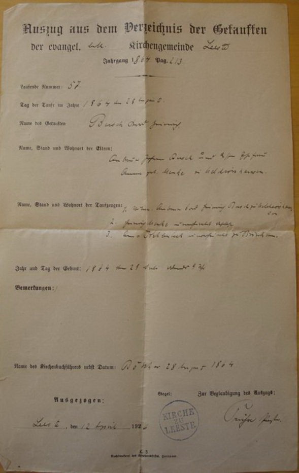 1864-08-28_Leeste_BUSCH_Heinrich-Cord_{Urkunde}_Taufe (1).jpg