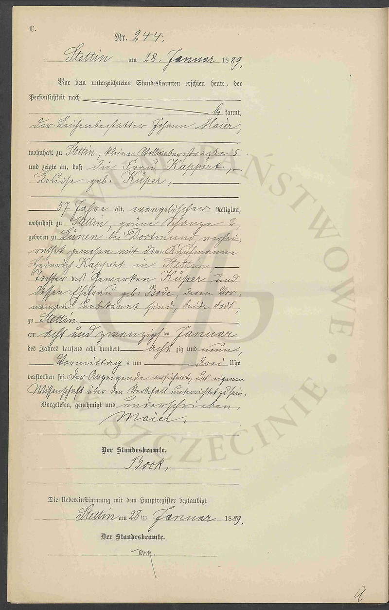 1889-01-28 KUEPER Louise {2468} (Tod).jpg