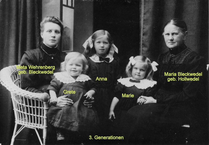 WEHRENBERG Meta geb. BLECKWEDEL
WEHRENBERG Anna Rebekka Margarethe geb. SCHRÖDER
WEHRENBERG Marie
WEHRENBERG Grete
WEHRENBERG Anna
